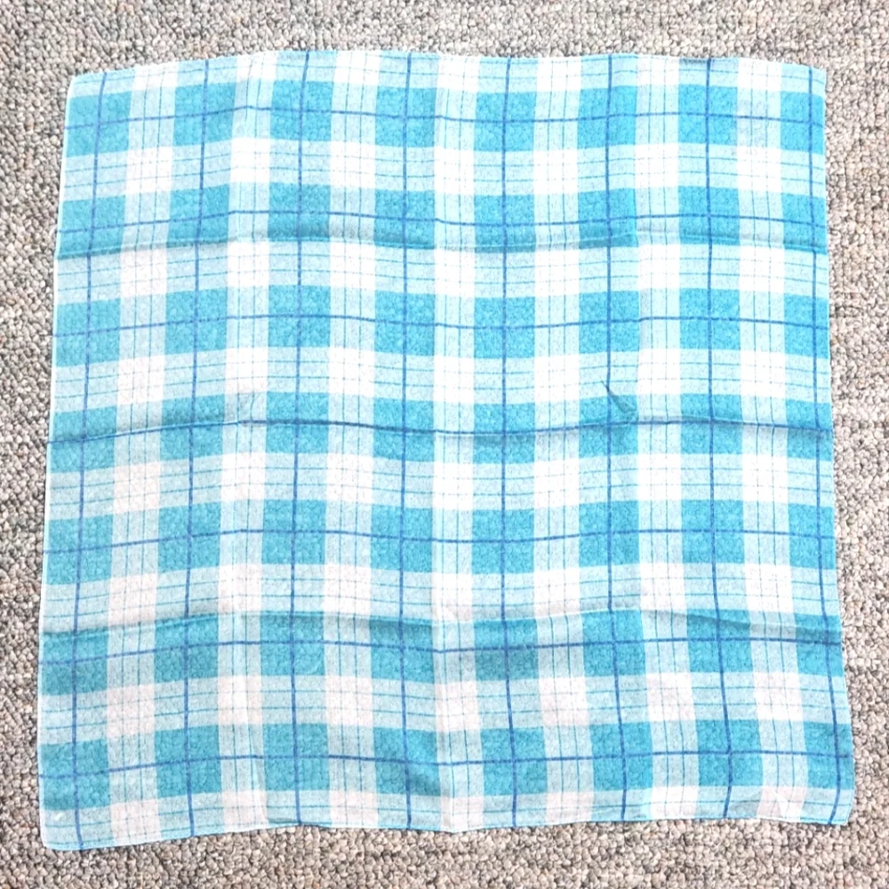 Anthropologie Blue Plaid Silk Neck Scarf 🩵